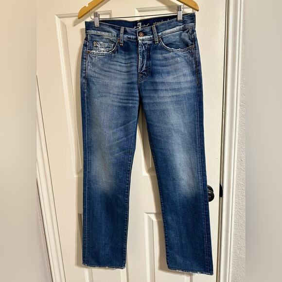 7 For All Mankind standard Straight Blue Jeans with Faded Wash size 31 - Picture 1 of 3